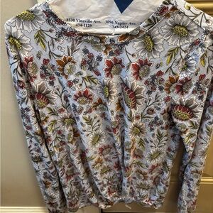 LOFT XS Multicolor Floral Long Sleeve Top